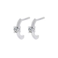 Cubic Zirconia Micro Pave Sterling Silver Earring, 925 Sterling Silver, plated, micro pave cubic zirconia & for woman, more colors for choice, 9x7mm, Sold By PC