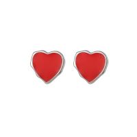 925 Sterling Silver Stud Earrings Heart plated for woman & enamel Sold By PC