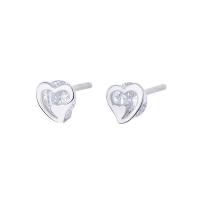 Cubic Zirconia Micro Pave Sterling Silver Earring, 925 Sterling Silver, Heart, plated, micro pave cubic zirconia & for woman, more colors for choice, 5x5mm, Sold By PC