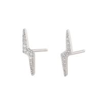 Cubic Zirconia Micro Pave Sterling Silver Earring 925 Sterling Silver Lightning Symbol plated micro pave cubic zirconia & for woman Sold By PC