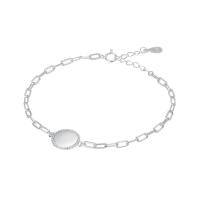 Sterling Silver Βραχιόλια, 925 ασημένιο ασήμι, επιπλατινωμένα, κοσμήματα μόδας & για τη γυναίκα, λευκό, 190mm, Sold Με PC