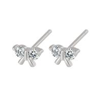 Cubic Zirconia Micro Pave Sterling Silver Earring 925 Sterling Silver Butterfly plated micro pave cubic zirconia & for woman Sold By PC