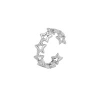 Solidny srebrny pierścień, 925 Srebro, Gwiazdka, Powlekane, Regulowane & dla kobiety & pusty, dostępnych więcej kolorów, sprzedane przez PC