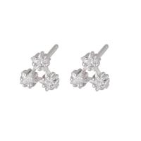 Cubic Zirconia Micro Pave Sterling Silver Earring, 925 Sterling Silver, plated, micro pave cubic zirconia & for woman, more colors for choice, 6.50x6.50mm, Sold By PC