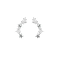 Cubic Zirconia Micro Pave Sterling Silver Earring, 925 Sterling Silver, platinum plated, micro pave cubic zirconia & for woman, white, 12x5mm, Sold By PC