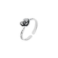 925 Sterling Silver Finger Rings Rose Adjustable & for woman original color Sold By PC