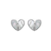 925 Sterling Silver Stud Earrings, with Shell, Heart, plated, fashion jewelry & for woman, more colors for choice, 9x7.50mm, Sold By PC