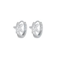 Cubic Zirconia micro pavimenta Sterling Silver Earring, 925 sterline d'argento, placcato platino, Micro spianare cubic zirconia & per la donna, bianco, 12x14mm, Venduto da coppia
