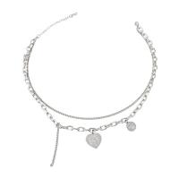 Stainless Steel Jewelry Necklace 304 Stainless Steel with 1.96inch extender chain Heart Double Layer & with letter pattern & for woman 60mm Length Approx 17.3 Inch Approx 18.1 Inch Sold By PC