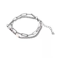 Stainless Steel Jewelry Bracelet, 304 Stainless Steel, Double Layer & Unisex & with letter pattern, original color, Length:Approx 6.7 Inch, Sold By PC