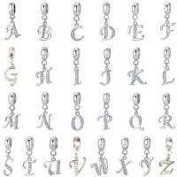 925 Sterling Silver Pendant, Alphabet Letter, platinum plated, DIY & different styles for choice & with rhinestone, 20x10mm, Hole:Approx 4.5mm, Sold By PC