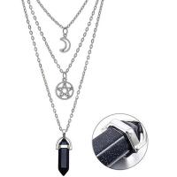 Multi слой ожерелье, цинковый сплав, с Полудрагоценный камень, Геометрический узор, Другое покрытие, многослойный & разные стили для выбора & Женский, длина:Приблизительно 16 дюймовый, Приблизительно 18 дюймовый, Приблизительно 19.5 дюймовый, продается PC