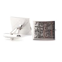 Cufflinks Brass Rectangle platinum color plated Laser & for man nickel lead & cadmium free Sold By Pair