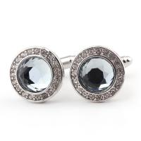 Cufflinks Brass with Crystal Round plated for man & with rhinestone Sold By Pair