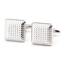 Cufflinks, Brass, Square, platinum color plated, for man, nickel, lead & cadmium free, 16x16mm, Sold By Pair