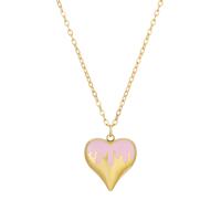 Stainless Steel Jewelry Necklace, 316L Stainless Steel, with 1.96inch extender chain, Heart, 18K gold plated, for woman & enamel, more colors for choice, 16x16mm, Length:Approx 15.9 Inch, Sold By PC