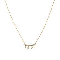 Stainless Steel Jewelry Necklace, 316L Stainless Steel, with 2.16inch extender chain, Alphabet Letter, 18K gold plated, micro pave cubic zirconia & for woman, 35x15mm, Length:Approx 16.9 Inch, Sold By PC