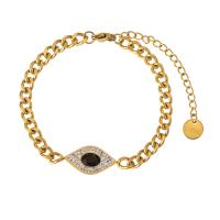 Stainless Steel Jewelry Bracelet 316L Stainless Steel with 1.96inch extender chain Evil Eye 18K gold plated micro pave cubic zirconia & for woman Length Approx 6.5 Inch Sold By PC