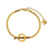 Stainless Steel Jewelry Bracelet 316L Stainless Steel with 1.96inch extender chain Donut 18K gold plated snake chain & for woman & hollow Length Approx 6.8 Inch Sold By PC