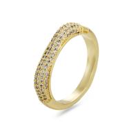 Cúbicos Circonia Micro Pave anillo de latón, metal, chapado en oro de 14 K, ajustable & micro arcilla de zirconia cúbica & para mujer, más colores para la opción, libre de níquel, plomo & cadmio, tamaño:6-8, Vendido por UD