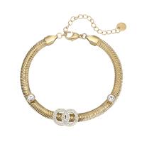 Stainless Steel Jewelry Bracelet 316L Stainless Steel with Plastic Pearl 18K gold plated micro pave cubic zirconia & for woman Sold By PC