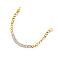 Stainless Steel Jewelry Bracelet, 316L Stainless Steel, 18K gold plated, micro pave cubic zirconia & for woman, Length:Approx 7 Inch, Sold By PC