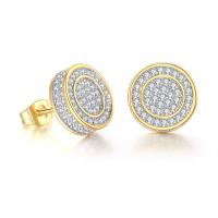 Cubic Zirconia Micro Pave Brass Earring, Geometrical Pattern, plated, micro pave cubic zirconia & for man, more colors for choice, nickel, lead & cadmium free, 12x12mm, Hole:Approx 4.5mm, Sold By Pair