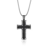Nehrđajućeg čelika, nakit ogrlice, 304 nehrđajućeg čelika, Križ, bez spolne razlike & s Rhinestone, Dužina Približno 20.07 inčni, Prodano By PC