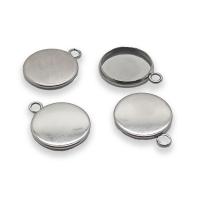 304 Stainless Steel Pendant Setting Flat Round original color Sold By PC