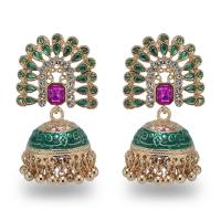 Tibetan Style Drop Earrings, vintage & fashion jewelry & for woman & enamel & with rhinestone, more colors for choice, nickel, lead & cadmium free, 55x30mm, Sold By Pair