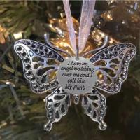 Zinc Alloy Hanging Decoration with 304 Stainless Steel Butterfly Christmas Design & hollow nickel lead & cadmium free 49*60mm 20*20mm Sold By PC