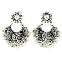 Zinc Alloy Drop Earrings with Plastic Pearl vintage & fashion jewelry & for woman nickel lead & cadmium free Sold By Pair