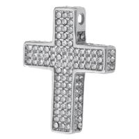 Stainless Steel Cross Pendants, 316 Stainless Steel, polished, fashion jewelry & DIY & Unisex & with rhinestone, original color, 19x24x5mm, Hole:Approx 2mm, 10PCs/Lot, Sold By Lot