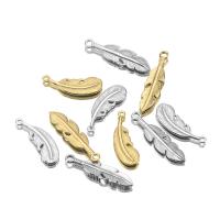 Stainless Steel Pendants, 304 Stainless Steel, Feather, Vacuum Ion Plating, Unisex & different size for choice, more colors for choice, Approx 10PCs/Bag, Sold By Bag