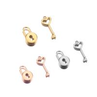 Stainless Steel Pendants, 304 Stainless Steel, Lock and Key, Vacuum Ion Plating, Unisex, more colors for choice, 12x20mm,10x25mm, Approx 10Pairs/Bag, Sold By Bag