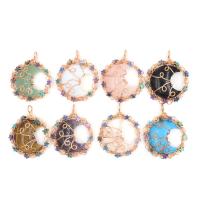 Gemstone Pendants Jewelry, Natural Stone, with Brass, Moon and Star, gold color plated, different materials for choice & Unisex, more colors for choice, 10x45x55mm, Sold By PC