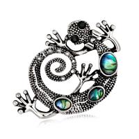 Zinc Alloy Brooches with Shell Lizard antique silver color plated for woman multi-colored nickel lead & cadmium free Sold By PC
