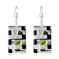 Shell Drop Earring, Rectangle, for woman, multi-colored, 21x56mm, Sold By Pair