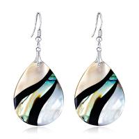 Shell Drop Earring, Teardrop, for woman, multi-colored, 26x59mm, Sold By Pair