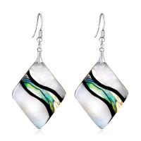 Shell Drop Earring Rhombus for woman multi-colored Sold By Pair