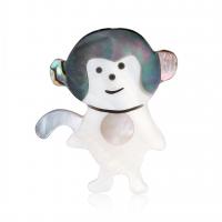 Shell Brooch, Monkey, for woman, multi-colored, 32x47mm, Sold By PC