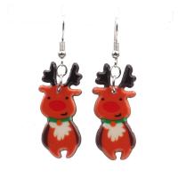 Acrylic Drop Earring with Iron silver color plated Christmas jewelry & for woman mixed colors Sold By Pair