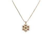 Brass Necklace Snowflake gold color plated Unisex & Christmas jewelry & micro pave cubic zirconia mixed colors nickel lead & cadmium free Length 15.75 Inch Sold By PC
