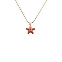 Ожерелья из латуни, Латунь, Морская звезда, плакирован золотом, Женский & эмаль, разноцветный, не содержит никель, свинец, длина 15.75 дюймовый, продается PC