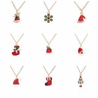 Zinc Alloy Necklace gold color plated Christmas jewelry & micro pave cubic zirconia & for woman & enamel nickel lead & cadmium free Length 15.75 Inch Sold By PC