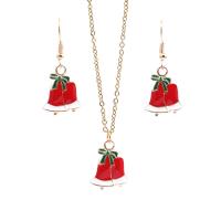 Zinc Alloy Jewelry Set Christmas Bell gold color plated 2 pieces & Christmas jewelry & for woman & enamel nickel lead & cadmium free Sold By Set