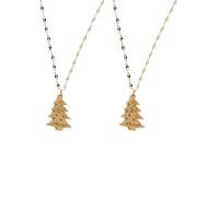 Aço inoxidável 304 colar, Árvore de Natal, Jóias de Natal & para mulher, dourado, comprimento 15.75 inchaltura, vendido por PC