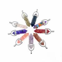 Gemstone Pendants Jewelry, with Tibetan Style, Conical, silver color plated, DIY, more colors for choice, 13x41mm, Sold By PC