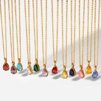 Stainless Steel Jewelry Necklace, 304 Stainless Steel, with 1.97inch extender chain, 18K gold plated, fashion jewelry & for woman & with cubic zirconia, golden, Sold Per Approx 17.91 Inch Strand