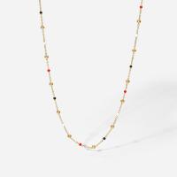 Stainless Steel Jewelry Necklace 304 Stainless Steel with 2.17inch extender chain 18K gold plated fashion jewelry & for woman & enamel golden Sold Per Approx 15.94 Inch Strand